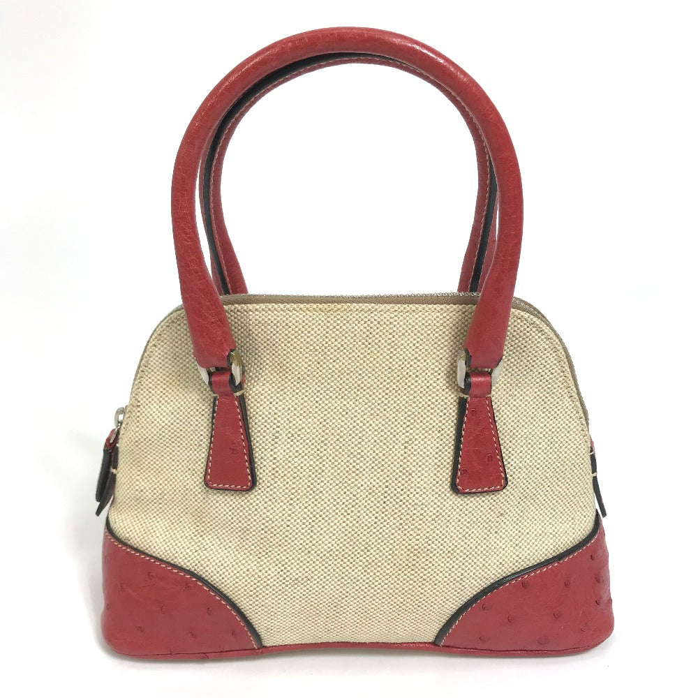PRADA Handbag BN0115 canvas Beige typex red CANAPA+STRUZZ Mini bag Women Used