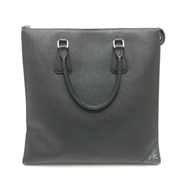 PRADA Tote Bag 2VG079 Safiano leather black logo business mens Used