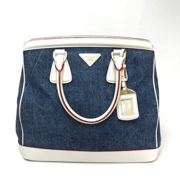 PRADA Handbag BN2441 Cotton denim / leather blue logo Women Used
