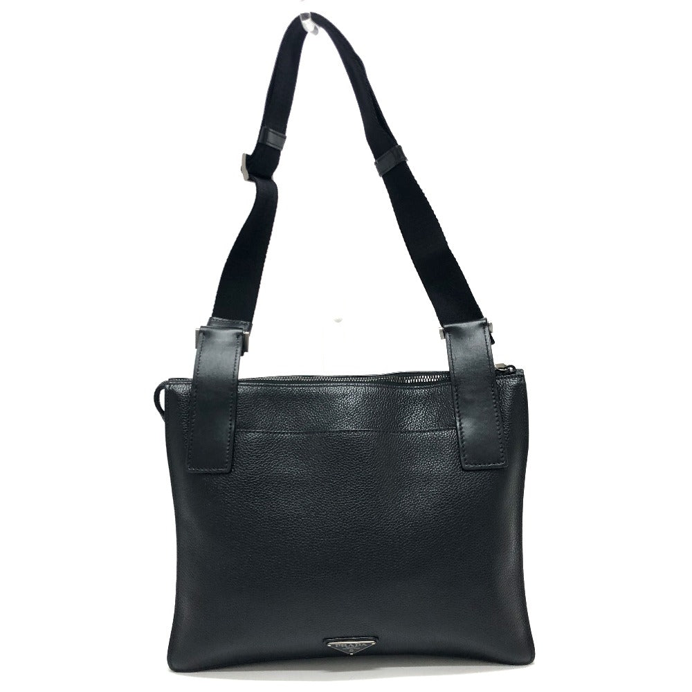 PRADA Shoulder Bag 2VH013 leather black Triangular plate