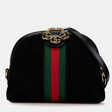Small Ophidia Suede Dome Crossbody Bag