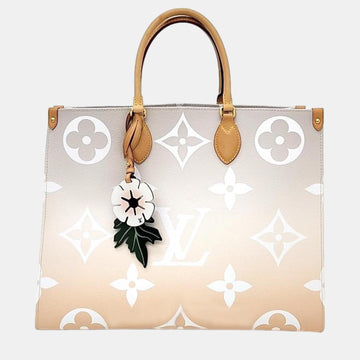 Light Peach Monogram Giant Canvas  On The Go By The Pool Tote Bag