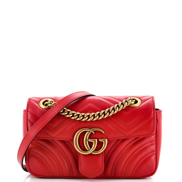 GUCCI GG Marmont Flap Bag Matelasse Leather Mini