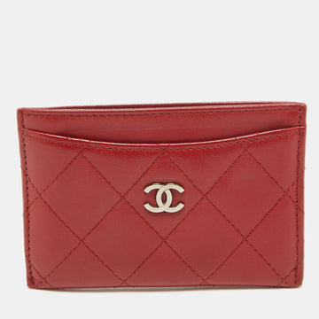 Red Quilted Leather CC Card Holder