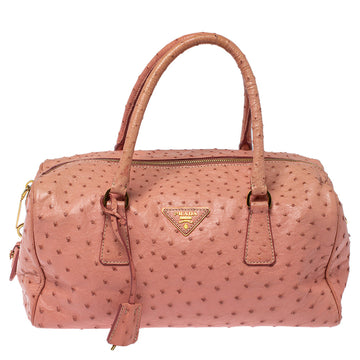Peach Ostrich Boston Bag