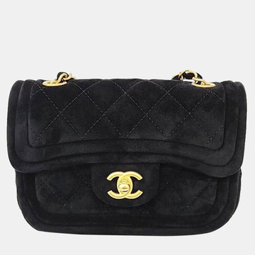 Black Suede Mini Flap Bag