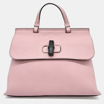 Pink Leather Bamboo Daily Top Handle Bag