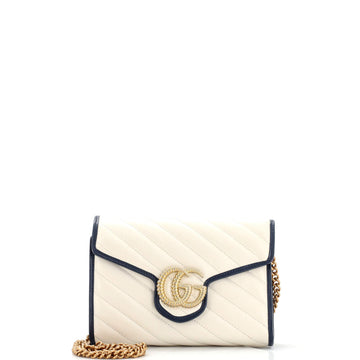 VS Marmont Chain Wallet Diagonal Quilted Leather Mini