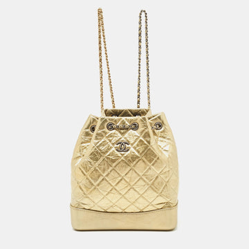 Gold Quilted Aged Leather Small Gabrielle Backpack