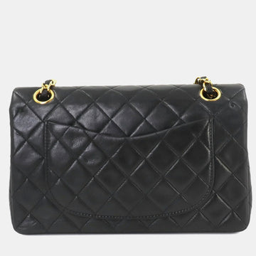 Black Leather Small Classic Double Flap Shoulder Bag