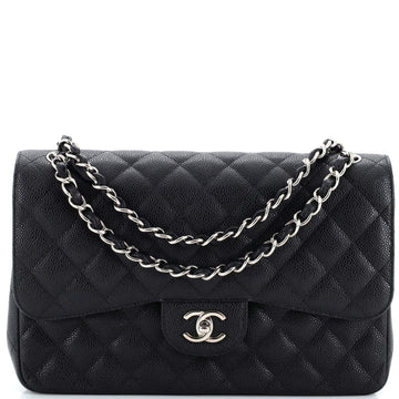 CHANEL Classic Double Flap Bag Quilted Caviar Jumbo