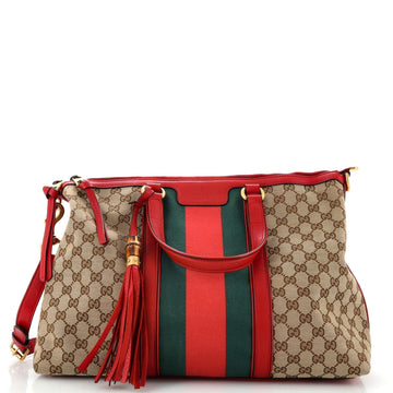 Rania Convertible Top Handle Bag Web VS Canvas Medium