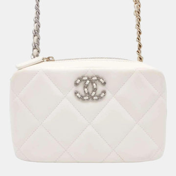 White Leather 19 Camera Shoulder Bag