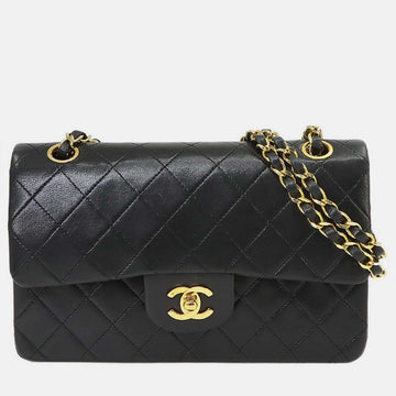 Black Leather Matelasse 23 Chain Shoulder Bag