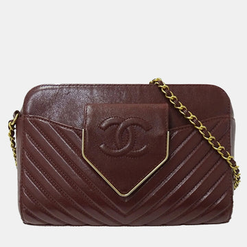 Bordeaux Chevron Sheepskin Small CC Flap Pocket Camera Bag