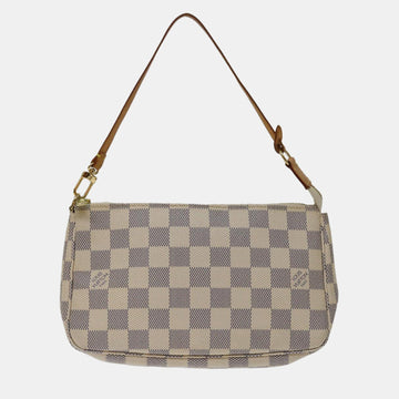 Grey/White Canvas Pochette Accessoires Shoulder Bag