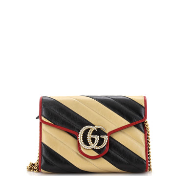 GUCCI GG Marmont Chain Wallet Diagonal Quilted Leather Mini