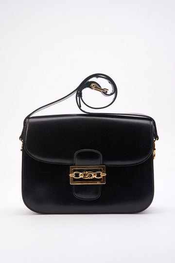 Vintage Celine Black Leather Box Bag