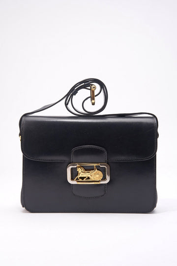 Vintage Celine Sulky Black Leather Box Bag
