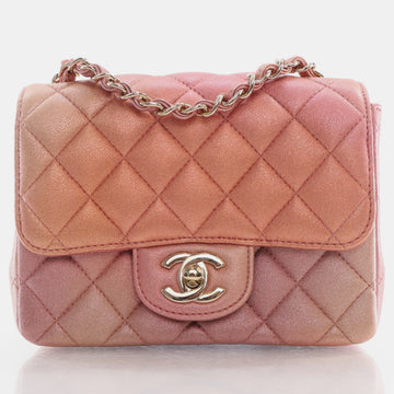 Metallic Rose Gold Quilted Calfskin Mini Classic Flap Bag