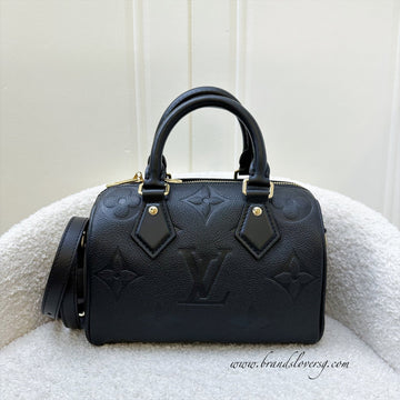 LV Speedy Bandouliere 20 in Black Giant Monogram Empreinte Leather and GHW