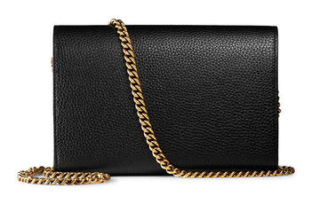 GUCCI VS Marmont Gold Label Logo Leather Chain Wallet Shoulder Messenger Bag Black 401232-A7M0T-1000