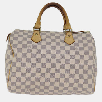 White Damier Azur Canvas Speedy 30 Satchel