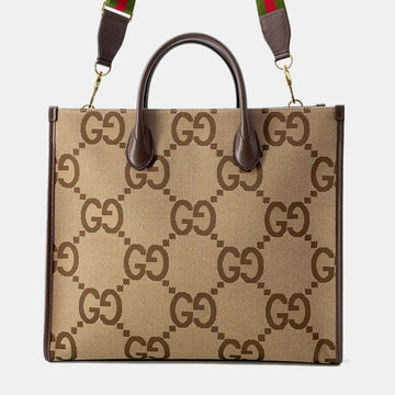 Beige/Brown Jumbo GG Canvas Tote Bag