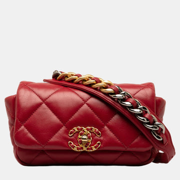 Red Lambskin 19 Belt Bag