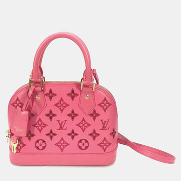 Pink Monogram Leather LV Broderie Alma BB Satchel Bag