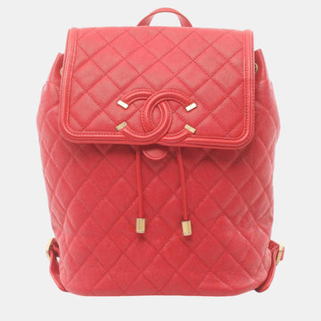 Red Caviar Skin CC Filigree Matelasse Backpack