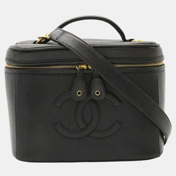 Black Caviar Skin Coco Mark Vanity Bag
