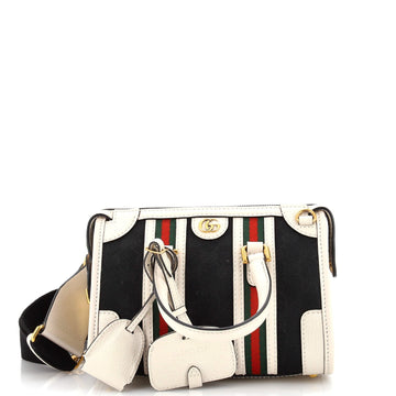 GUCCI Bauletto Top Handle Bag GG Canvas and Leather Small