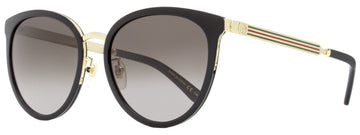 Gucci Women's Oval Sunglasses VS0077SK 001 Black/Gold 56mm