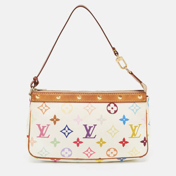 White Monogram Multicolore Canvas Pochette Accessoires Bag