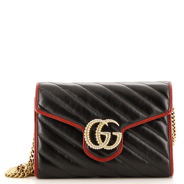 VS Marmont Chain Wallet Diagonal Quilted Leather Mini
