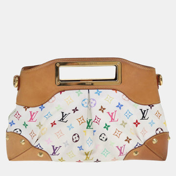 White Monogram Multicolor Canvas Judy Shoulder Bag