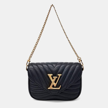 Black Leather New Wave Multi Pochette Shoulder Bag