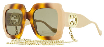 Gucci Women's Square Chain Sunglasses VS1022S 003 Ivory/Havana 54mm