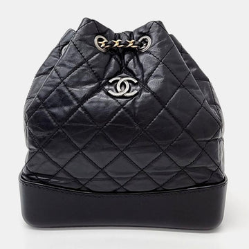 Black Quilted Leather Gabrielle Backpack