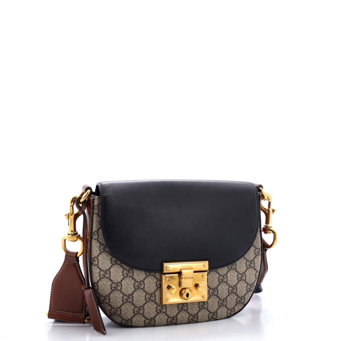 Padlock Saddle Shoulder Bag VS Coated Canvas and Leather Medium