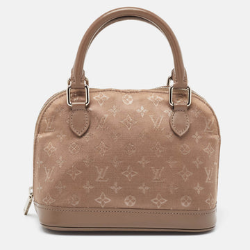 Taupe Monogram Satin and Leather Mini Alma Bag