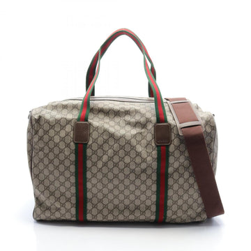 Gucci Large Duffle Bag VS Supreme Sherry Line Boston Coated Canvas Leather Men's Beige Brown Multicolor 760152FACK79768