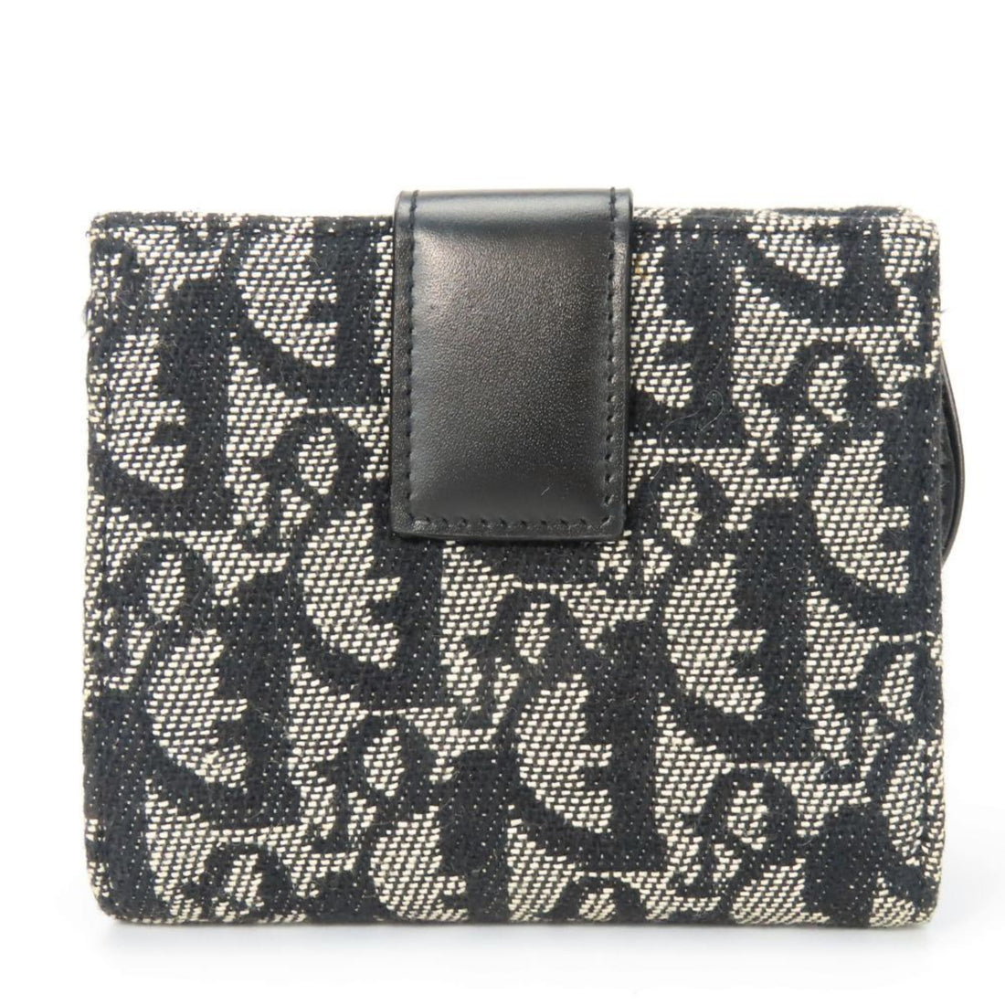 Christian Dior Bi-fold Wallet Trotter Canvas Black W Compact Women's