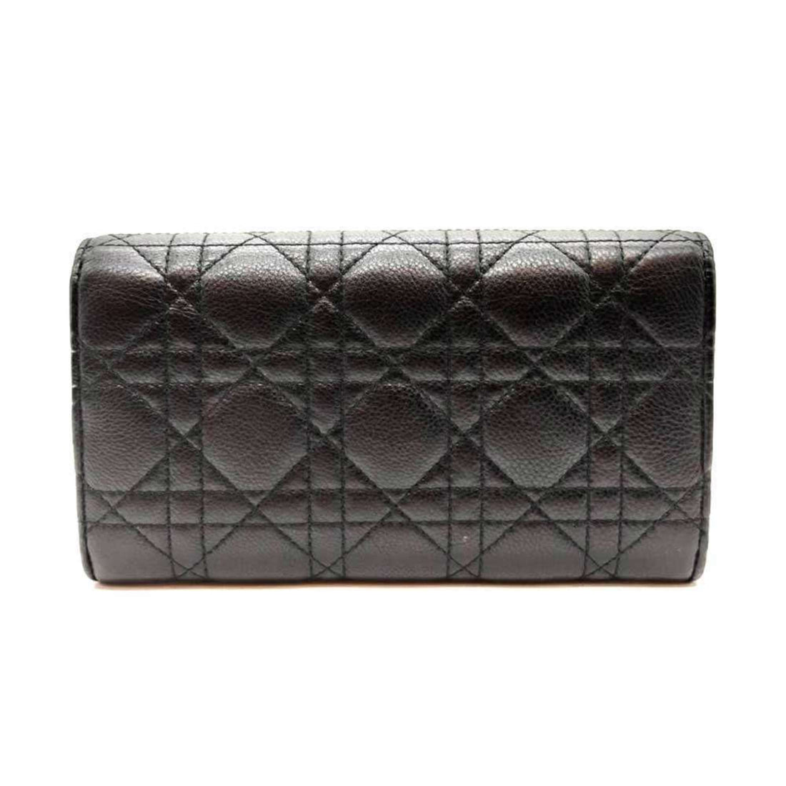 Christian Dior Caro Orchid Long Wallet Black Women's Leather