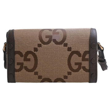 GUCCI Horsebit 1955 Jumbo VS Canvas Leather Shoulder Bag 699296 Beige/Brown Women's