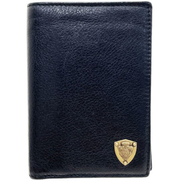 Gucci Crest Wallet Leather Black 203608 GUCCI Card Case Holder Bi-fold Compact TS-13710