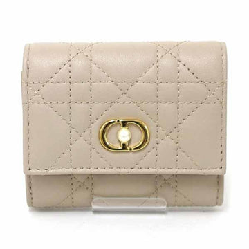 Christian Dior Dior Jolie Hibiscus Wallet Cannage Lambskin Tri-fold S3105UNJB Beige F-04677