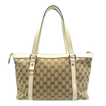 GUCCI Abbey Line 141470 VS Canvas Leather Beige Tote Bag