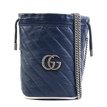 GUCCI Shoulder Bag VS Marmont Leather Navy Women's 573817 r10343a